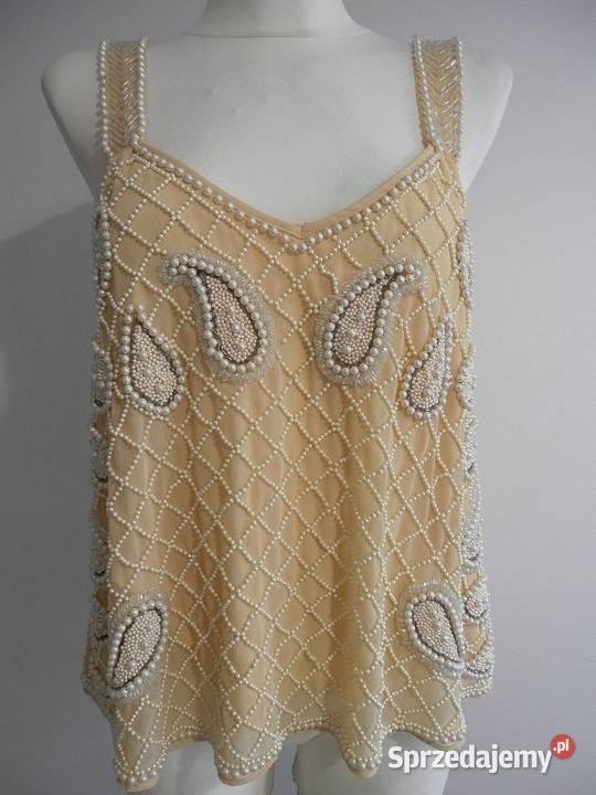 Bluzka Wieczorowa Imprezowa Balowa Kremowa Łomża
