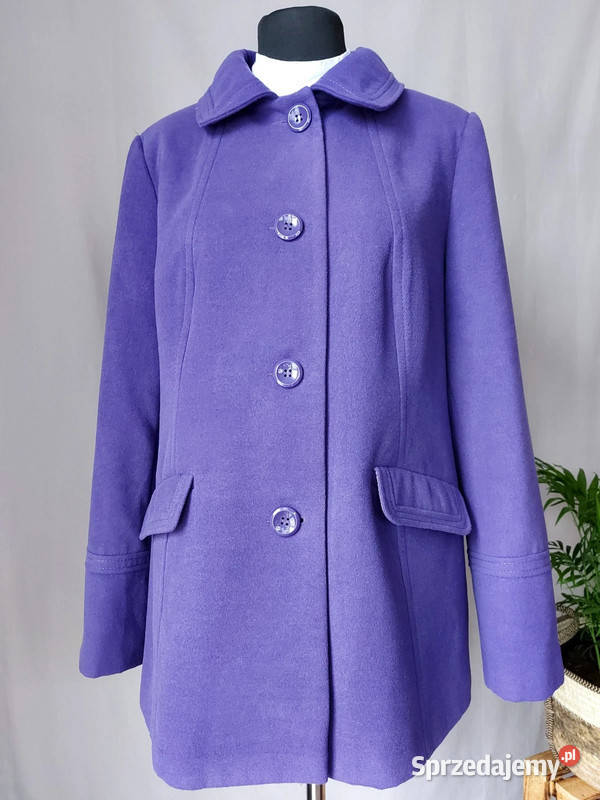 Fioletowy płaszcz damski jednorzędowy krótki z Rozmiar 46 Złoczew