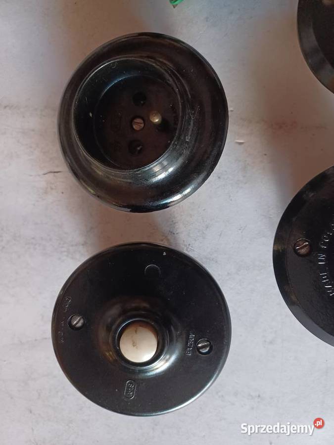 Wyłącznik gniazdo dzwonek z czarnego bakelitu Poznań sprzedam