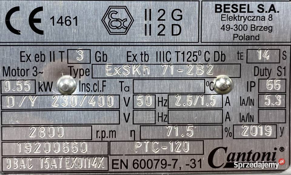silnik elektryczny 055kW 2800obr 3fazowy BESEL Pigża sprzedam