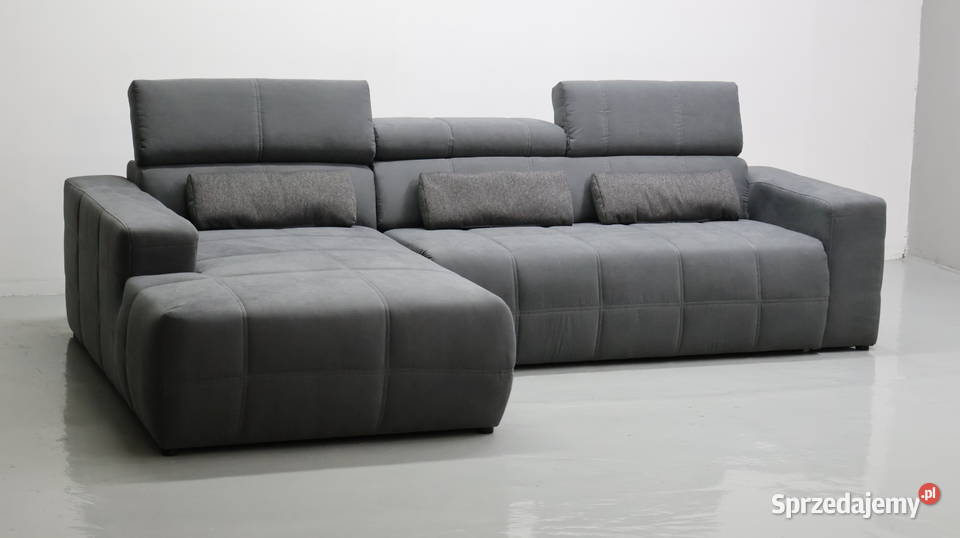 TPF Narożnik regulowane zagłówki zamsz popiel 172cm Poznań