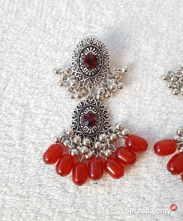 Długie kolczyki orientalne retro srebrny kolor Szczecin