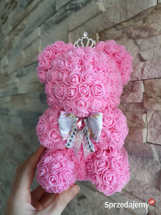 Miś z róż piankowych różowy wys 23 mazowieckie Otrębusy