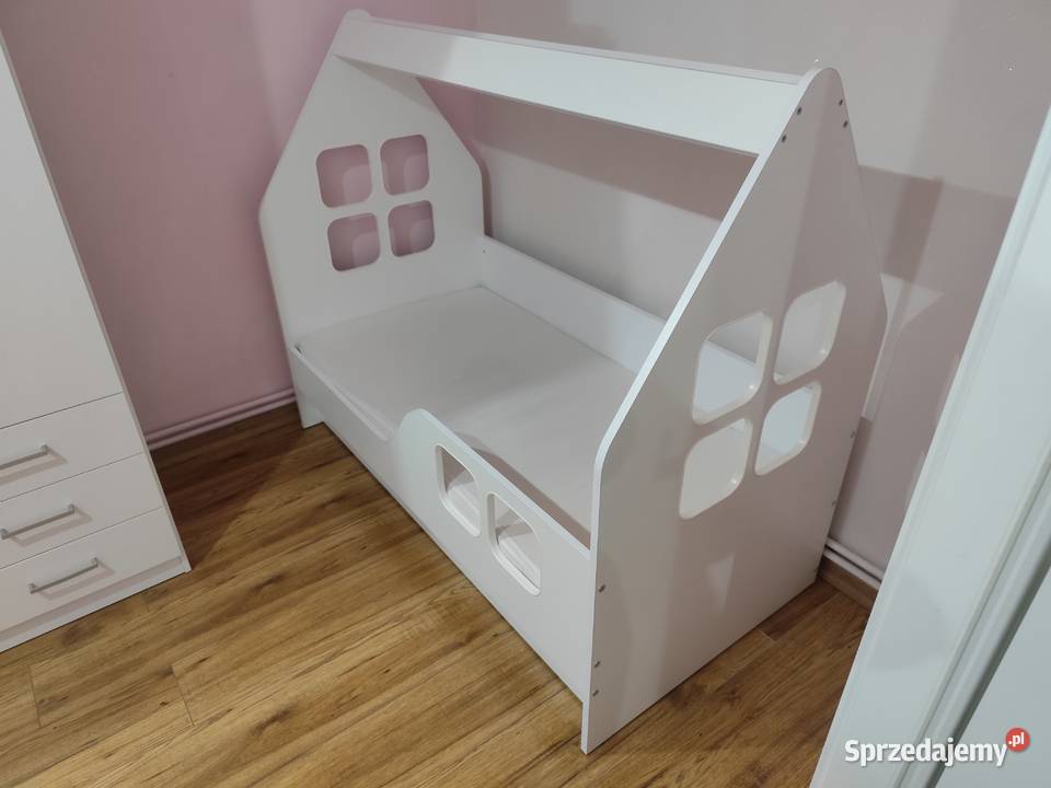 Łóżeczko łóżko dom domek białe z szufladą Baborówko