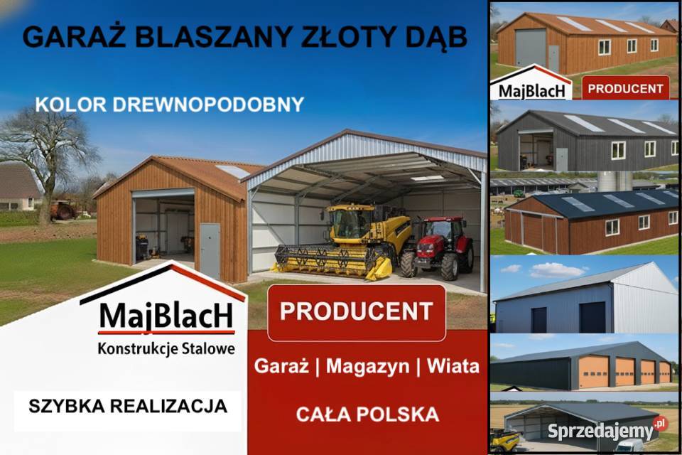Otwarty Garaż Blaszany Dwuspadowy Złoty Dąb