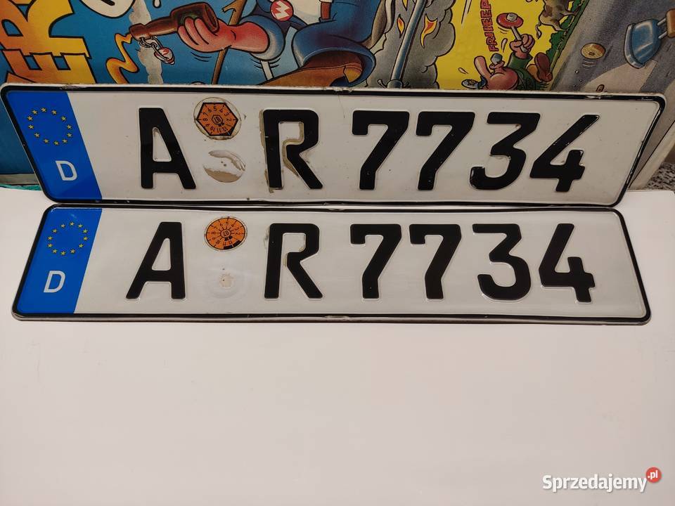 Tablica rejestracyjna Niemcy 2 sztuki AR7734 Głuchołazy