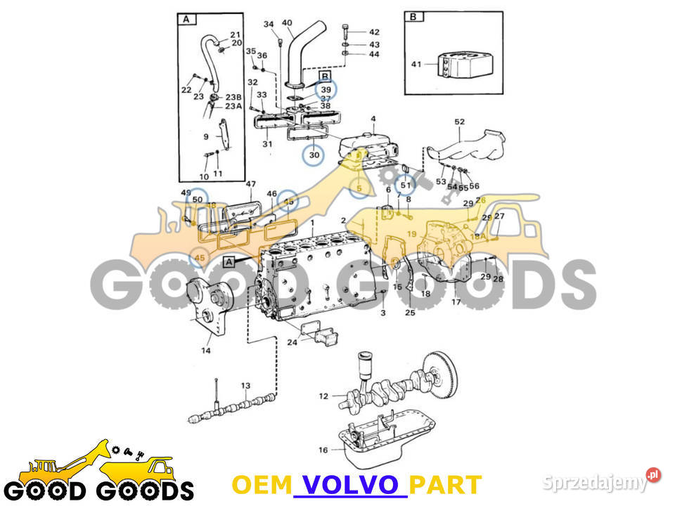 VOLVO ZESTAW USZCZELEK GÓRY SILNIKA TD60 Władysławów