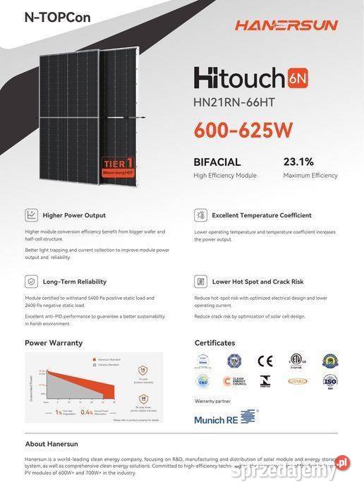620W Hanersun HN21RN66HT620WBifacial srebrna