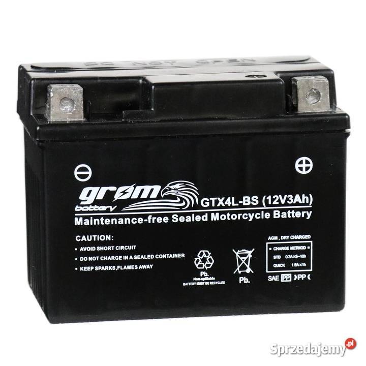 Akumulator motocyklowy GROM GTX4LBS 12V 3Ah 60A Szczecin sprzedam