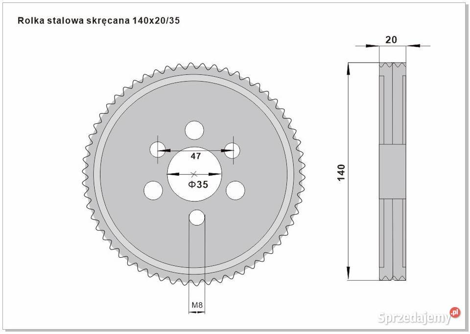 Rolka posuwu 140x2035 skręcana do strugarki małopolskie Sidzina sprzedam