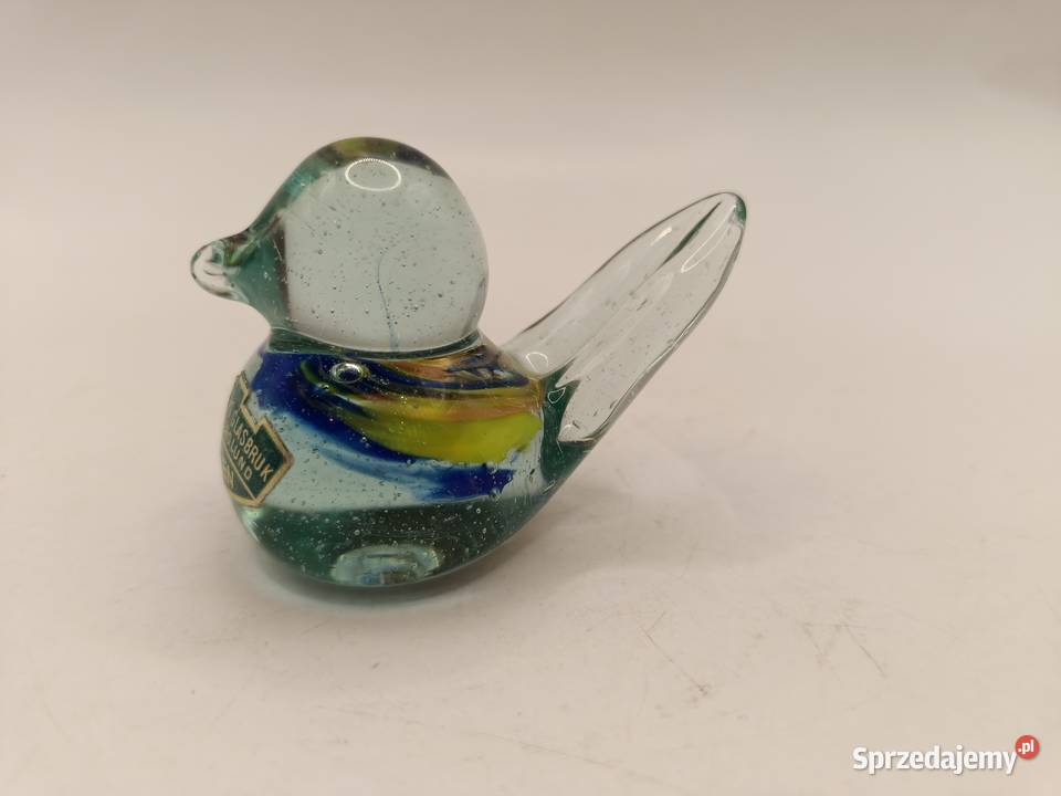 Figurka ozdoba szklany mały ptak Skansen Porcelana i szkło Zamość