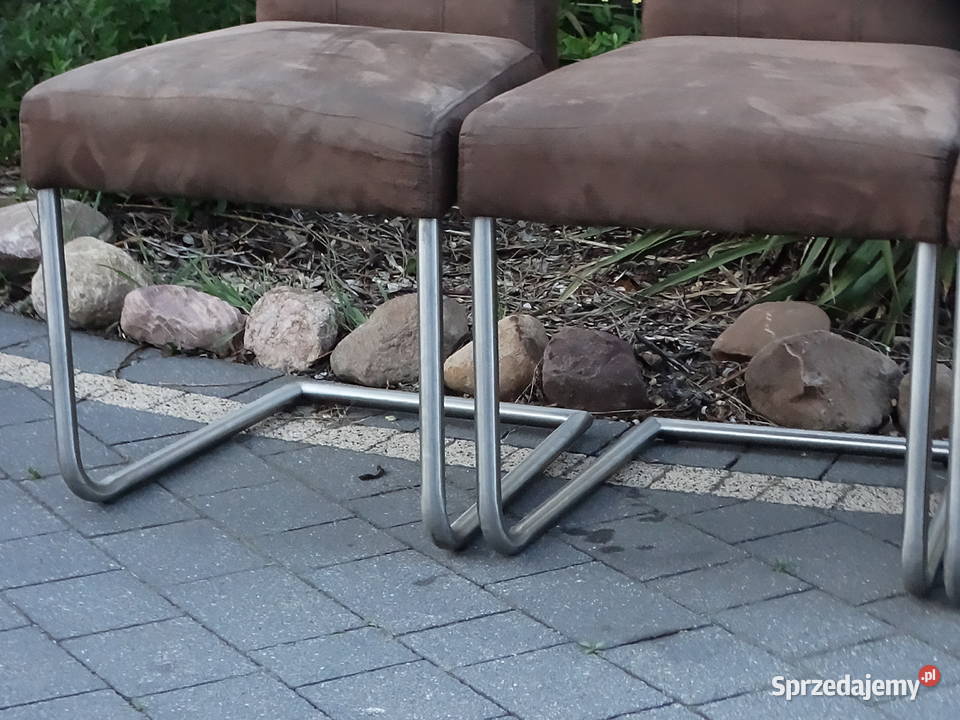 Krzesła Cantilever Płozy Komplet 4 Brązowy Krzesła Biłgoraj