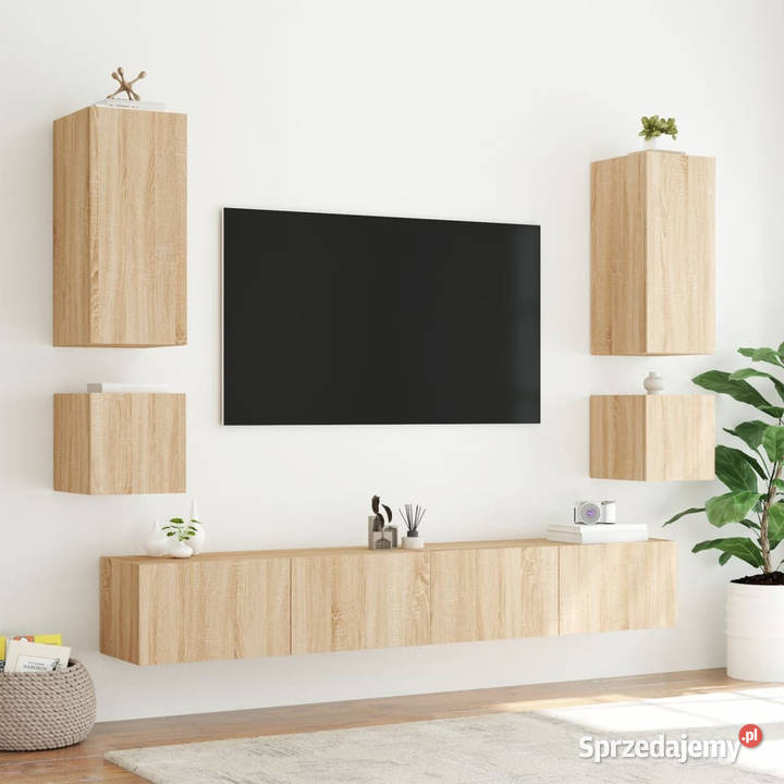 6cz zestaw ściennych mebli TV z oświetleniem LED Warszawa