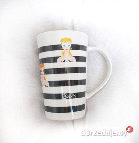 retro barbie kubek w paski porcelanowy kubek czarny kujawsko-pomorskie Bydgoszcz