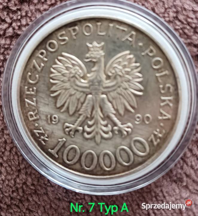 100 000 Solidarność 1990 r Typ A 7 oryginał Numizmatyka Konin