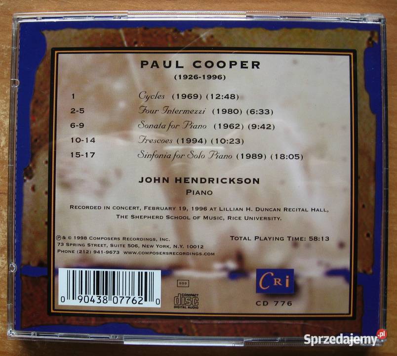 Paul Cooper Complete Music for Solo Piano