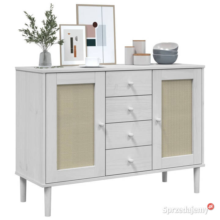 Szafka SENJA imitacja rattanu biała 112x40x80 mazowieckie Warszawa
