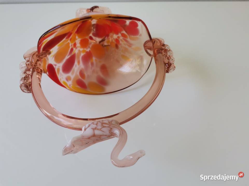 Stary kolorowy wazon koszyk szkło kolorowe Porcelana i szkło Katowice