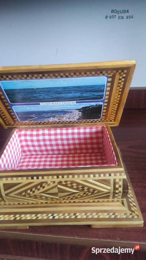 Szkatułka z prasowanej słomy Antyk rękodzieło Koronowo