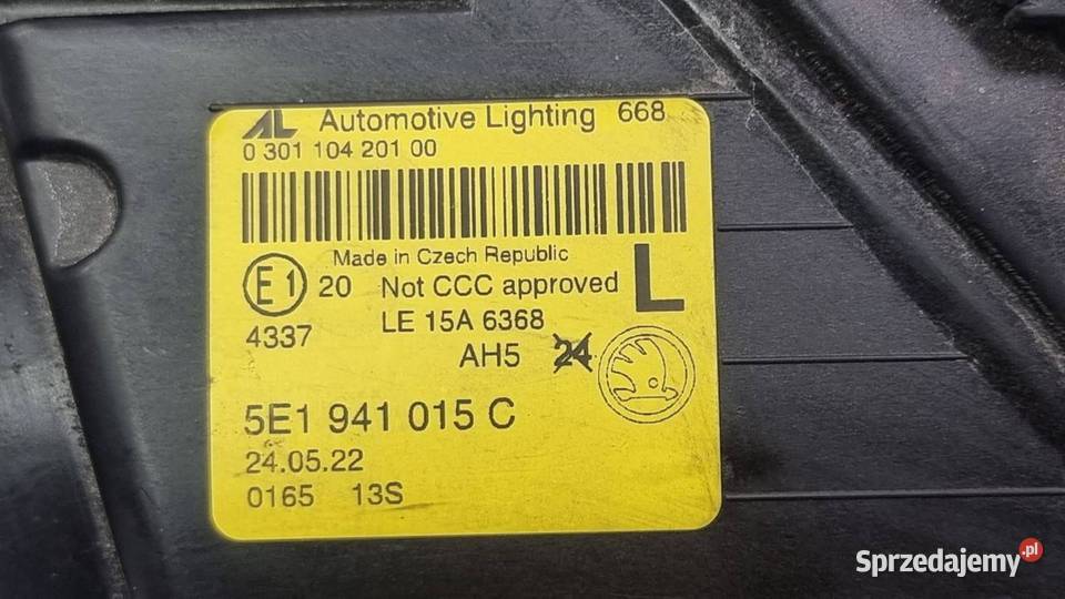 LAMPA LEWA PRZÓD SKODA OCTAVIA III 5E1941015C kujawsko-pomorskie