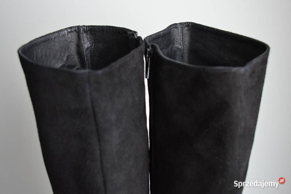 Zamszowe kozaki Minelli prawie kolano na szpilce Białystok