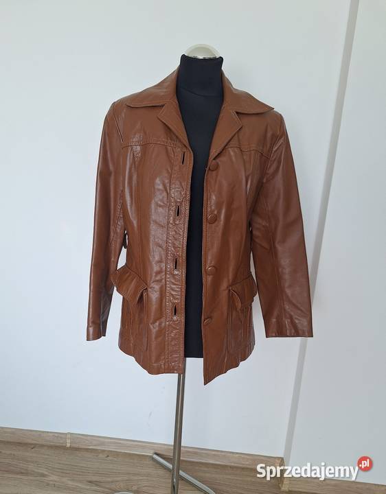 Świetna skórzana kurtka brązowa skóra naturalna brązowy/beżowy Kraków sprzedam