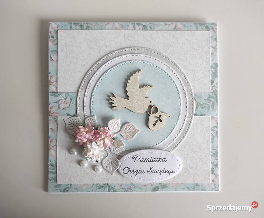 Kartka ręcznie robiona na Chrzest Święty z