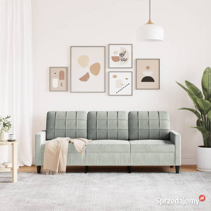 Sofa 3osobowa jasnoszara 180 tapicerowana Sofy i kanapy mazowieckie Warszawa