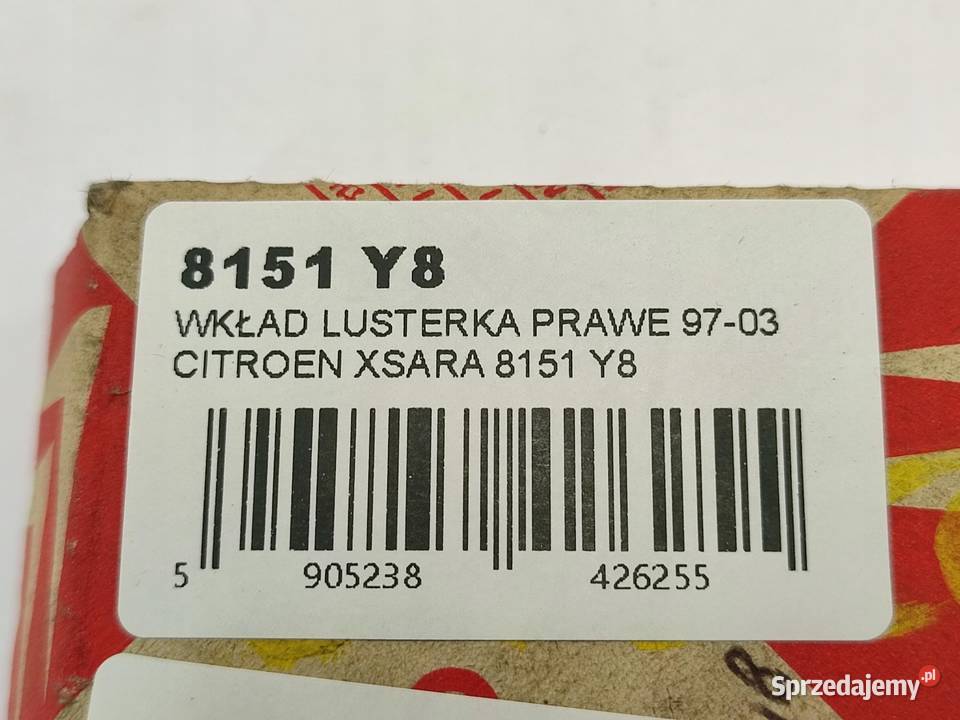 WKŁAD LUSTERKA PRAWY CITROEN XSARA N0 N1 N2 sprzedam