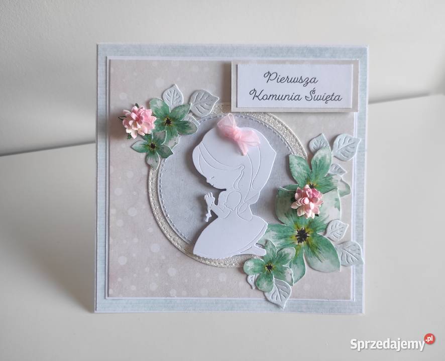 Kartka ręcznie robiona na Komunię Świętą z Łódź