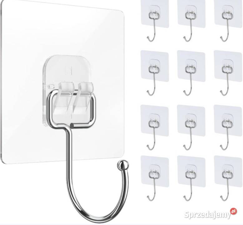 12x Haczyki Wieszaki Przezroczyste samoprzylepne