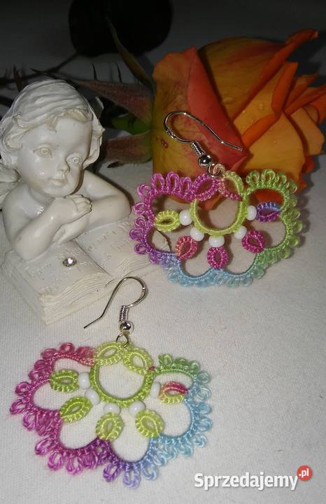 Kolczyki frywolitkowe Wiśniowa sprzedam