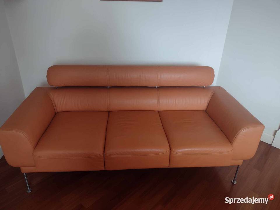 Sofa kanapa 3 osobowa skórzana z podnóżkiem Kler Warszawa