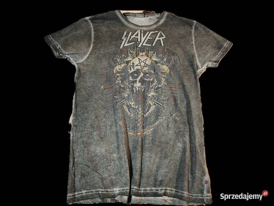 Męski Tshirt Slayer Efekt Sprania Acid Wash Gródek sprzedam