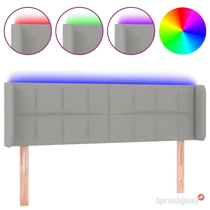 Zagłówek do łóżka z LED jasnoszary 147x16x7888 mazowieckie Warszawa sprzedam