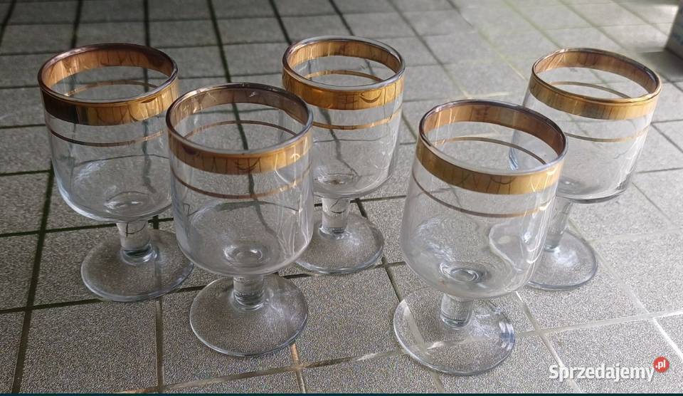 42 częściowy zestaw PRL vintage z złoceniem Porcelana i szkło dolnośląskie Kowary