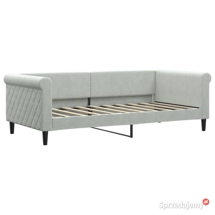 Sofa z materacem do spania jasnoszara aksamit Warszawa