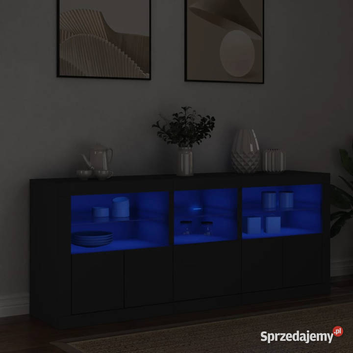 Szafka z oświetleniem LED czarna 162x37x67 Warszawa