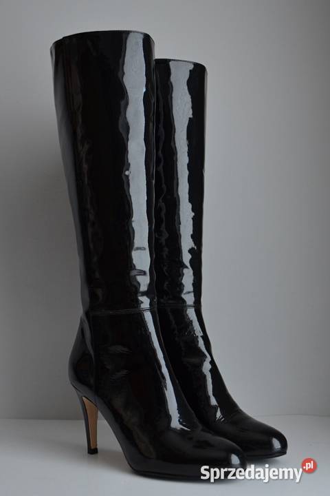 Kozaki Hobbs Roxy czarna skóra LAKIEROWANA skóra podlaskie