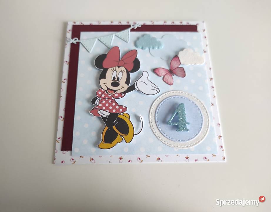 Kartka urodzinowa ręcznie robiona Myszka Minnie