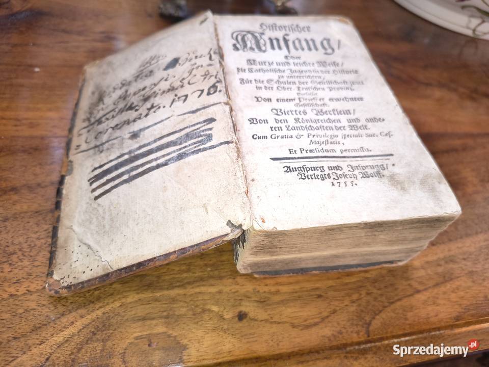 STARODRUK z XVIII w 1755 r łacina j niemiecki Antyki, Sztuka, Kolekcje Piotrówek
