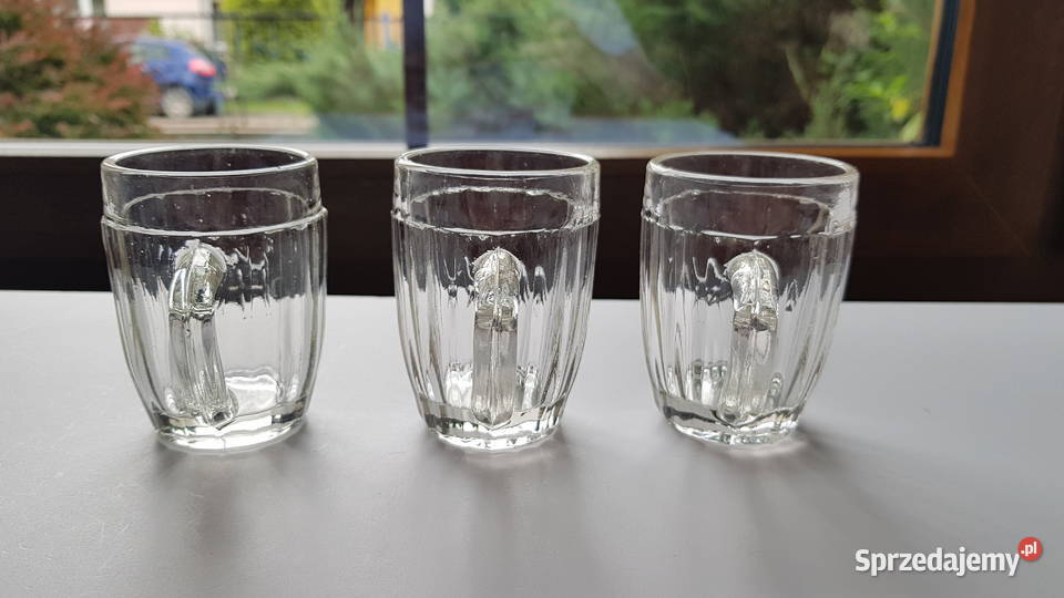 3x kufelek koń pies Ząbkowice stare szkło