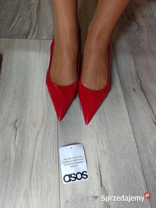 40 ASOS Design Czerwone czółenka z odkrytą piętą