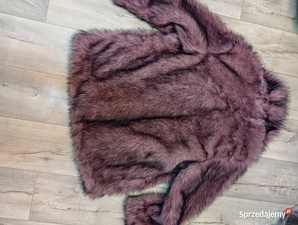 42XL Różowy futrzany płaszcz zimowy różowe czarny Kraków