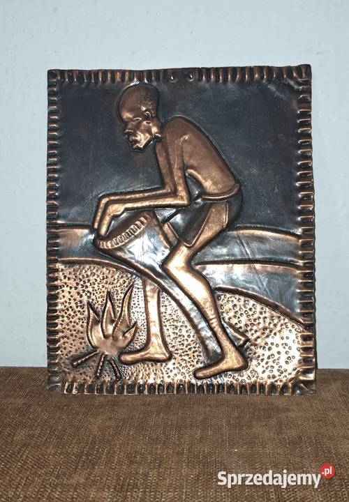 miedziana ręcznie wykonana płaskorzeźba Afryka Warszawa sprzedam