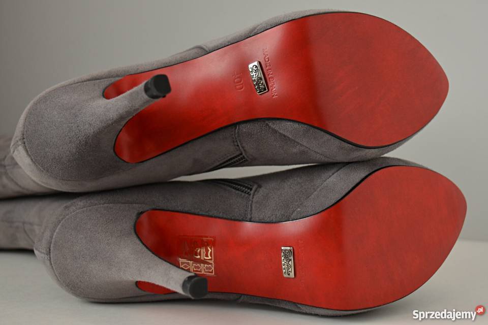 LUX SZPILKA i PLATFORMA szary zamsz skóra kozaki szary/srebrny podlaskie Białystok