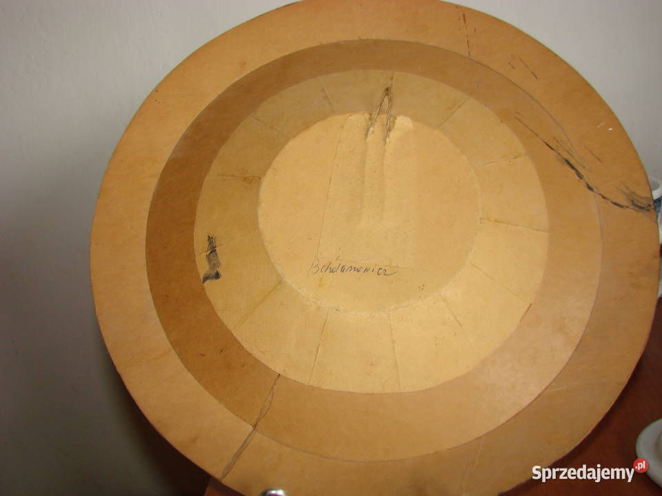 słomkowy talerz dekoracyjny PRL Pruszcz Gdański
