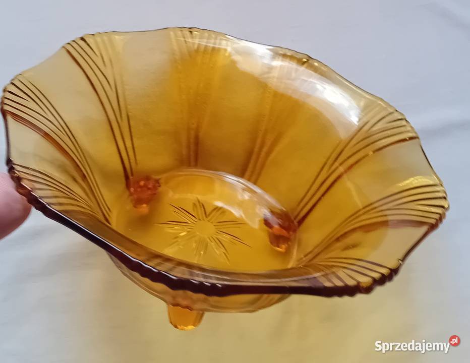 Brockwitz miodowa miska art deco na 3 nóżkach sprzedam