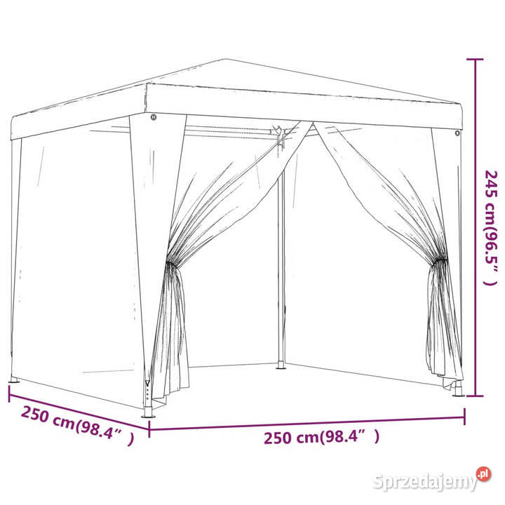 Namiot z 4 ścianami z siatki zielony 25x25 m