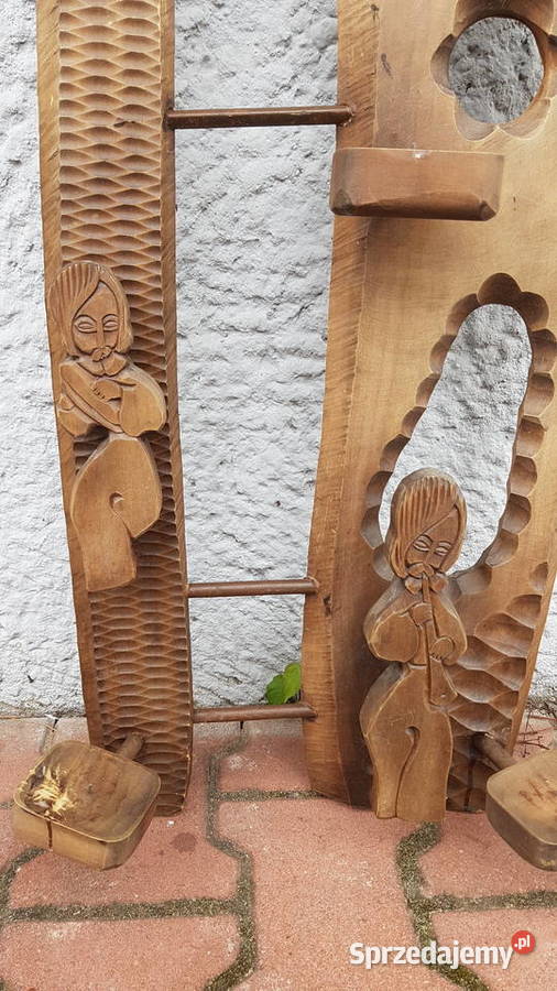 Stary drewniany świecznik prl Myszków